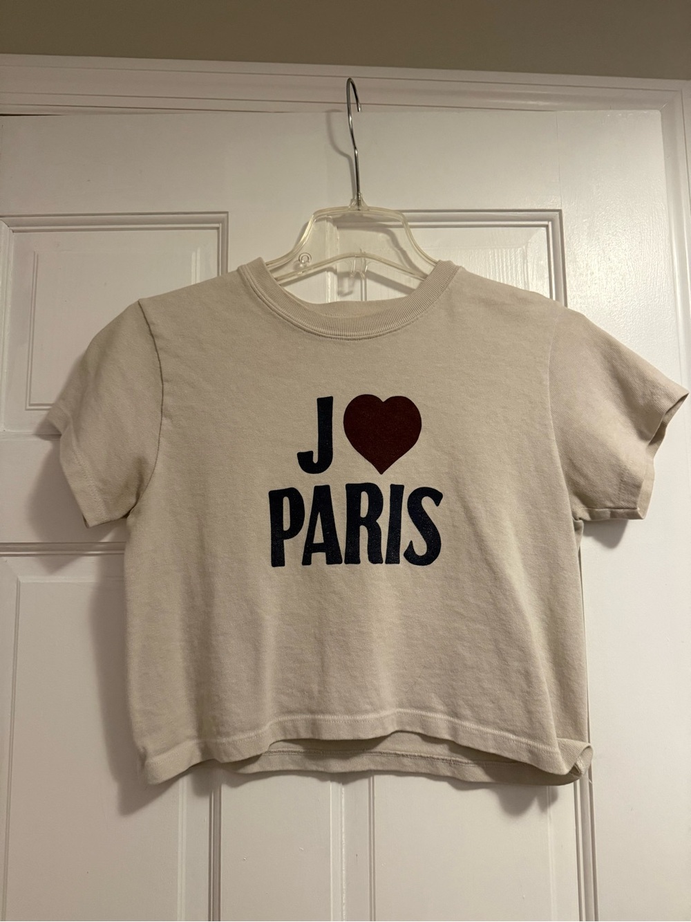 Brandy Melville Cream 'J ♥ PARIS' Graphic Tee